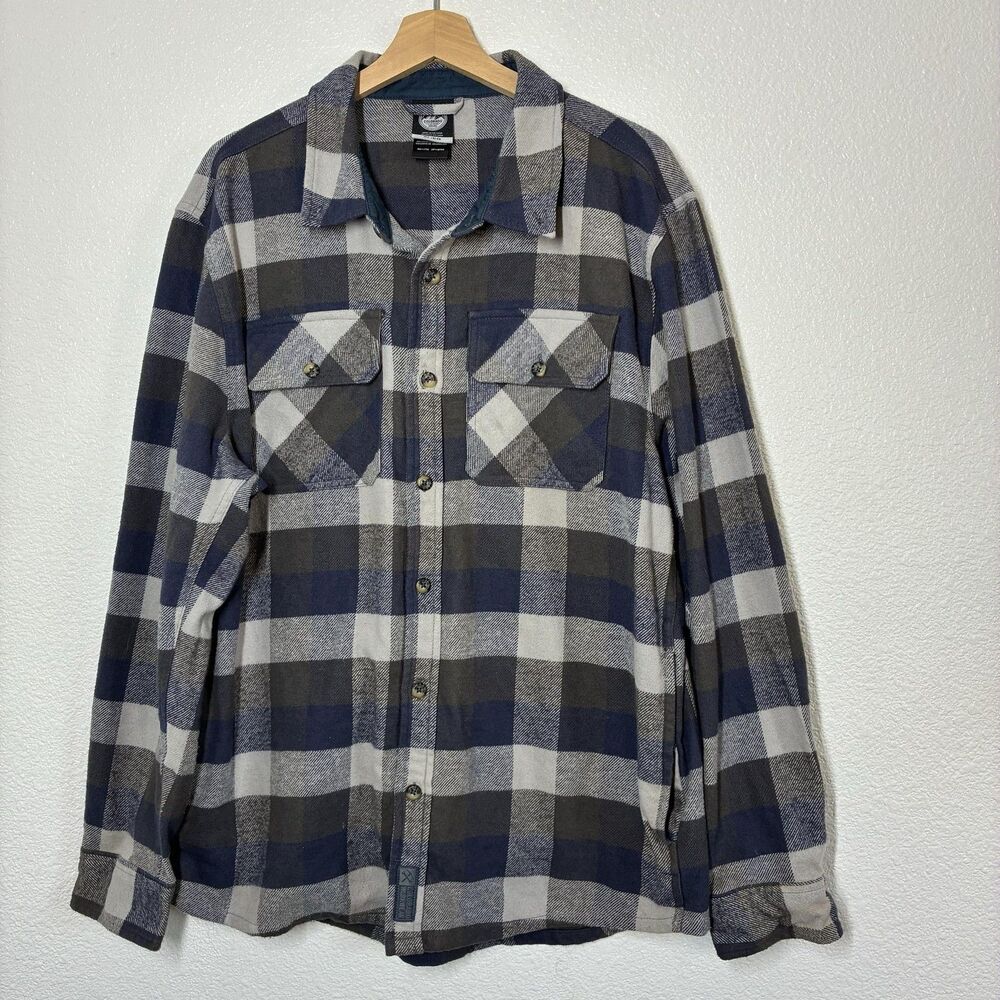 Colorado Clothing Shirt Mens XL Blue Gray Plaid Flannel Button Up Pockets Fall